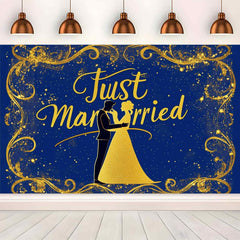 Royal & Golden Wedding Backdrop with Just Married