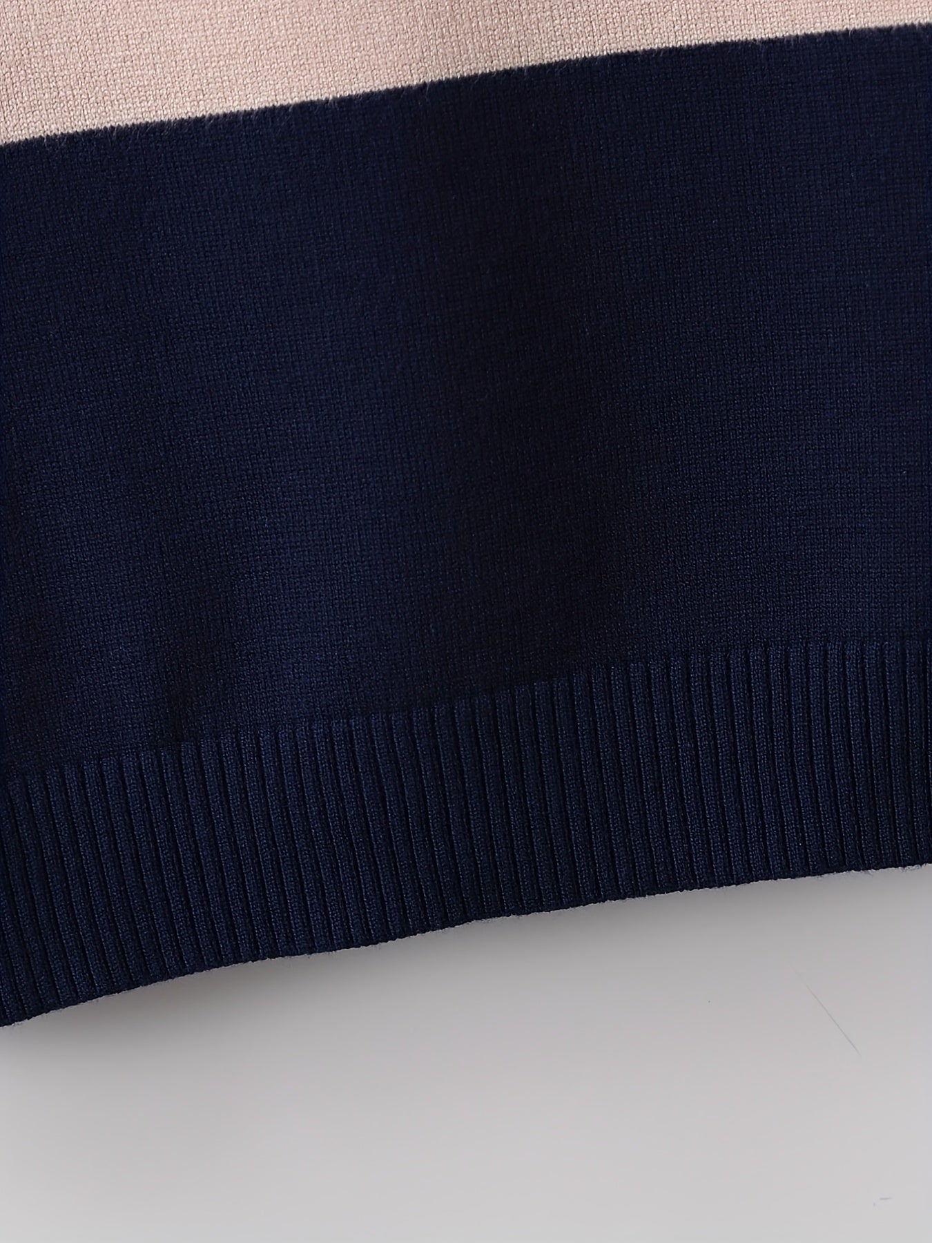 Boys Block Sweater Round Neck Long Sleeve Knit Pullover Top