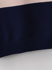 Boys Block Sweater Round Neck Long Sleeve Knit Pullover Top