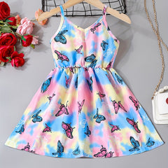 Toddler Girls Tie Dye Butterfly Graphic Cami Dress