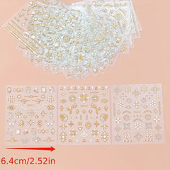 3D Bronzing Manicure Stickers Star Moon Gemstone Nail Decals