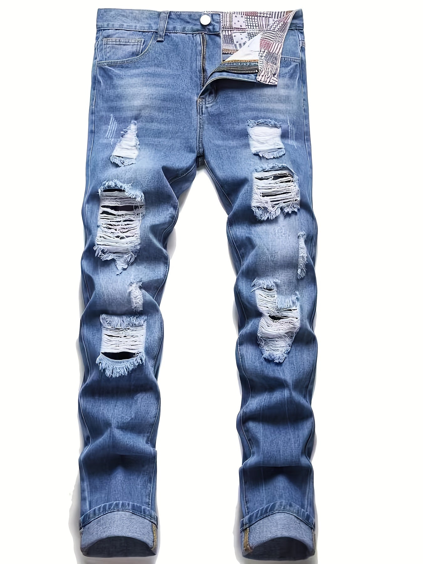 Men's Ripped Jeans Casual Street Style Distressed Denim Pants