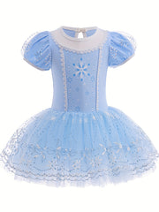 Girls Ballet Dress Ruffled Sleeve Dance Tutu Princess Costume