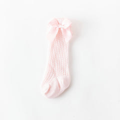 Baby Girls Knee High Socks Infants Toddlers Bow Knit Socks Cotton Stockings