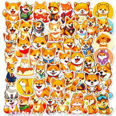 50pcs Corgi Stickers - Cute Dog Shiba Inu for Water Bottle Laptop Phone Skat