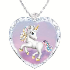 Heart Unicorn Pendant Necklace Casual Jewelry
