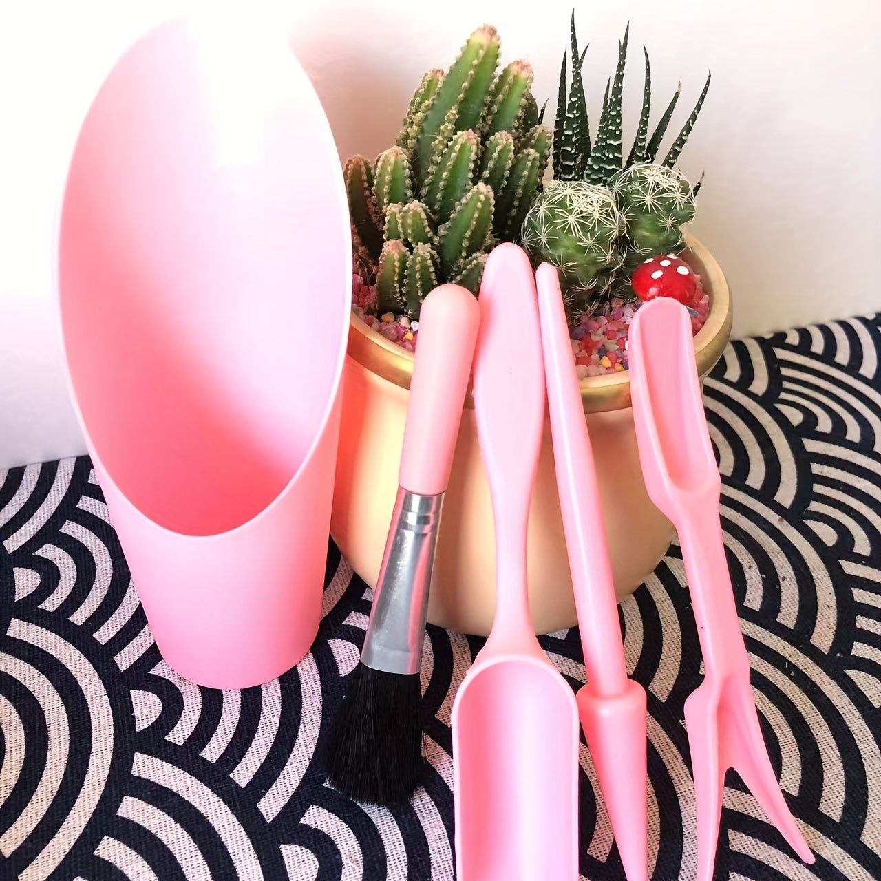 5pcs Portable Succulent Plant Tools Gardening Planting Tools Green Pink