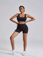 Yoga Set Sports Bra & High Waist Shorts Women's Activewear
