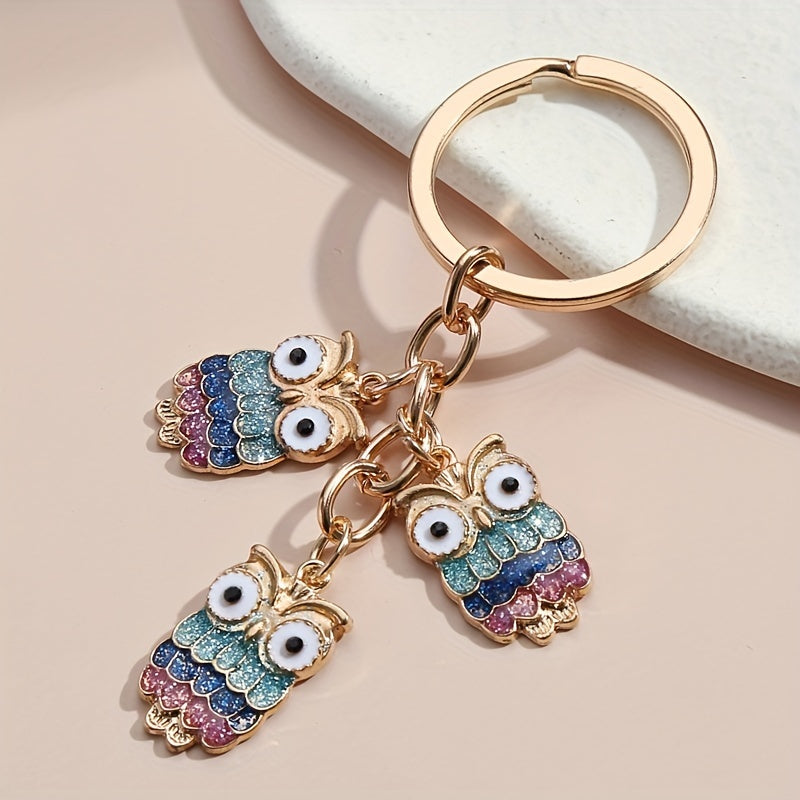 Owl Unicorn Keychain Glitter Animal Key Ring Purse Bag Backpack Key Charm
