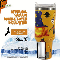 40oz Halloween Pattern Water Bottle Portable Creative Car Tumbler With Handle