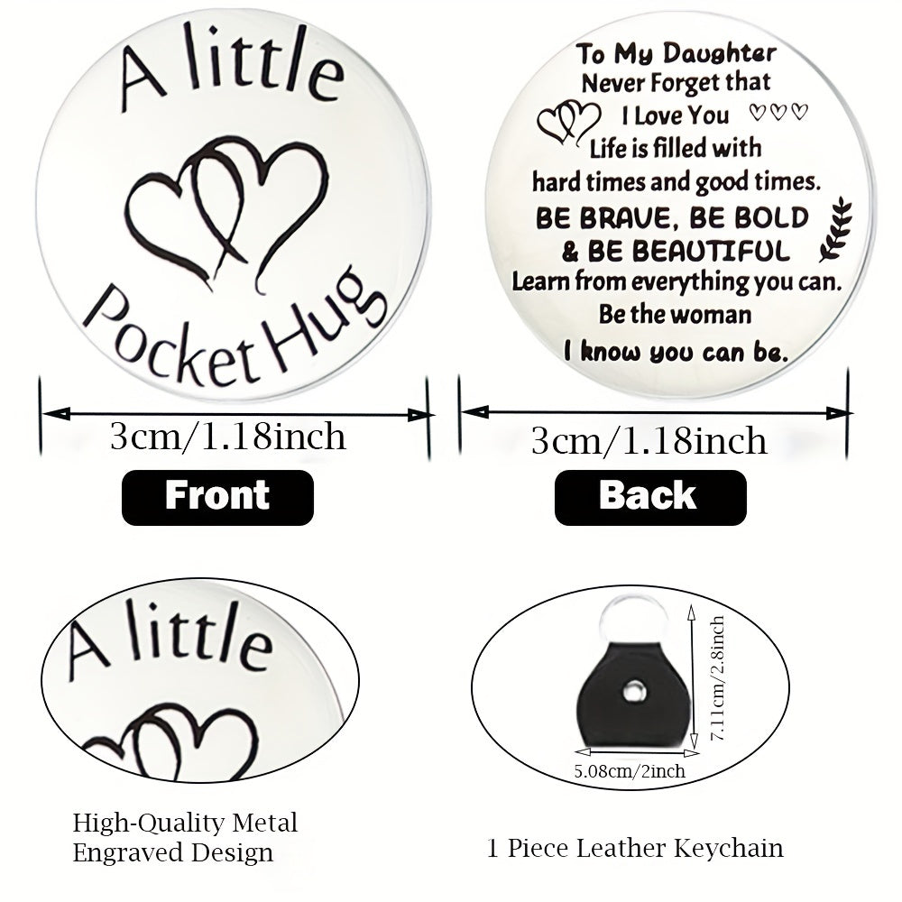 Pocket Hug Token Leather Keychain Men Birthday Christmas Boy Girl Valentines Son