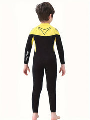 Kids Warm Fleece Diving Suit 3.5mm Half Zip Long Sleeve for Swimming Surfing
