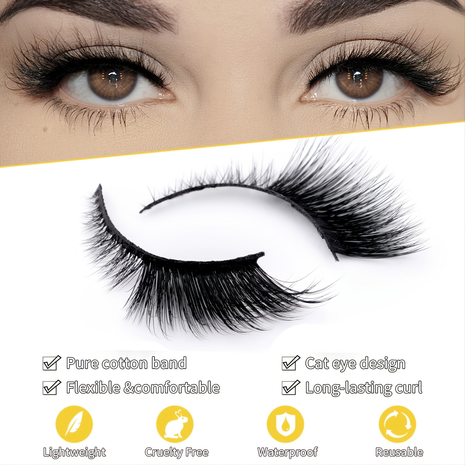 6 Pairs 3D Mink False Eyelashes Fox Eye Cat Eye Look