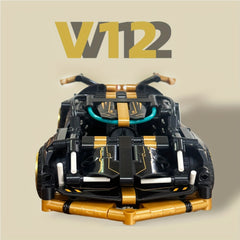 Golden Static V12 Sports Car Building Blocks Toys 1 18 Scale Adult Challenge