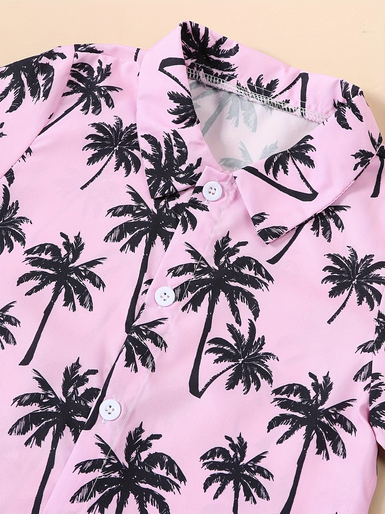 Hawaii Coconut Tree Graphic Print Boys Casual Summer Shirt