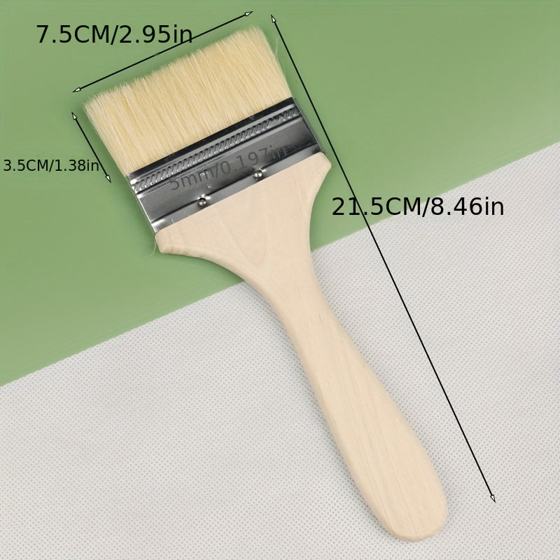 Long Handle Wool Brush Set Wooden Handle Paint Brush Soft Hair Brush Barbecue