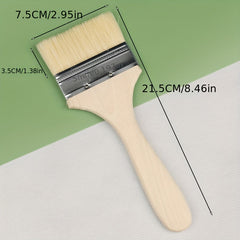 Long Handle Wool Brush Set Wooden Handle Paint Brush Soft Hair Brush Barbecue