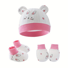 Cute Cartoon Ears Hat Mittens & Socks Set for Baby