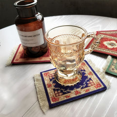 Ethnic Persian Style Tassel Coaster Mats for Home, 1pc