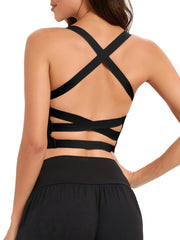 Women's V-neck Ribbed Seamless Backless Sports Bra