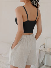 Ribbed Cami Crop Top Scoop Neck Tank Top Women's Lingerie