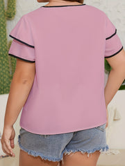 Women's Keyhole Front Cap Sleeve Blouse