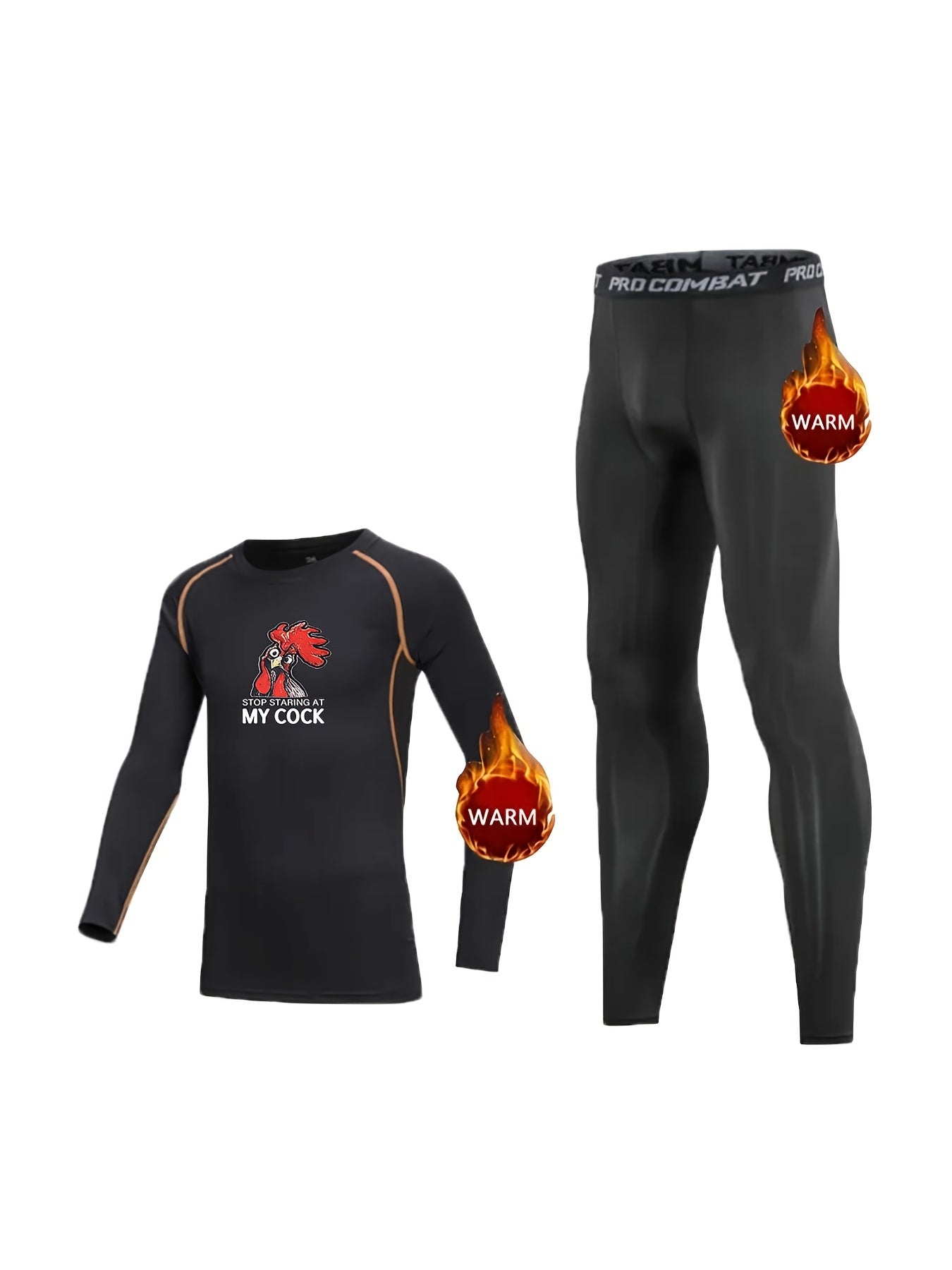 2pcs Kids Fleece Compression Sets Crew Neck Thermal Bottoms For Sports