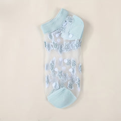 5 Pairs Starfish Pattern Socks & Lightweight Mesh Short Socks Women's Stockings