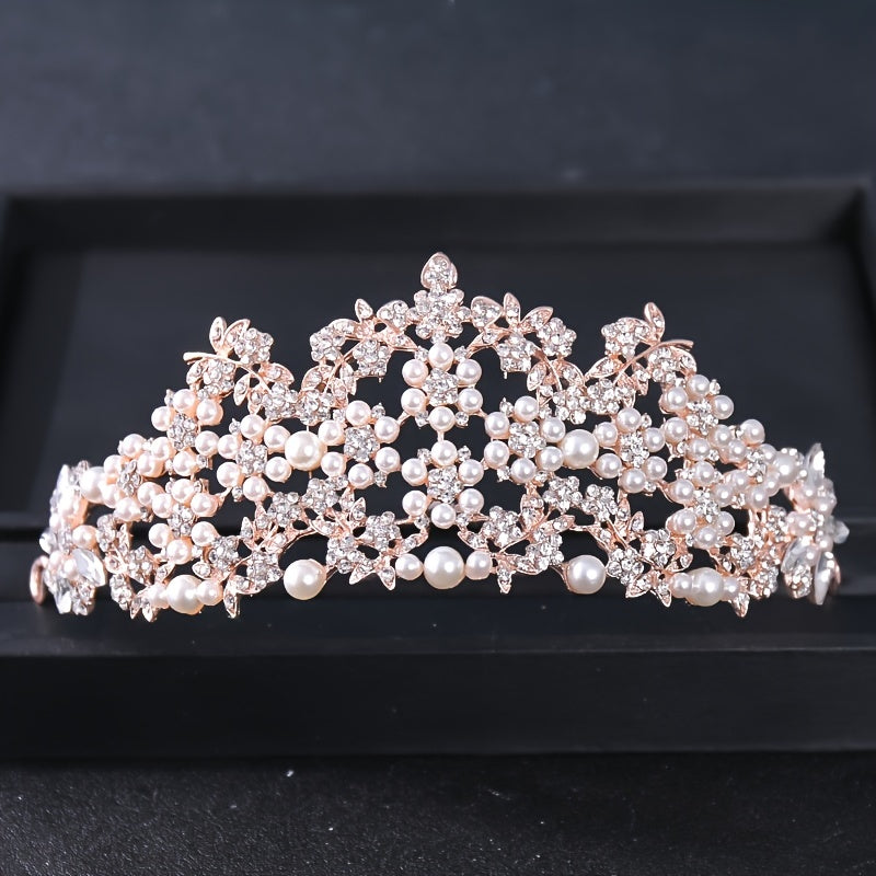 Silvery Tiara Crowns Crystal Headband Princess Rhinestone Crown