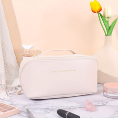 Large Capacity Waterproof PU Leather Travel Cosmetic Bag for Women