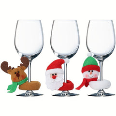 Christmas Wine Glass Ring Santa Claus Snowman Reindeer Christmas Wine Glass Deco
