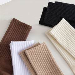 6 Pairs Solid Socks Comfy & Breathable Women's Stockings