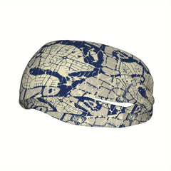 Vintage Nautical Headband, Anchor Design, Polyester & Spandex Blend