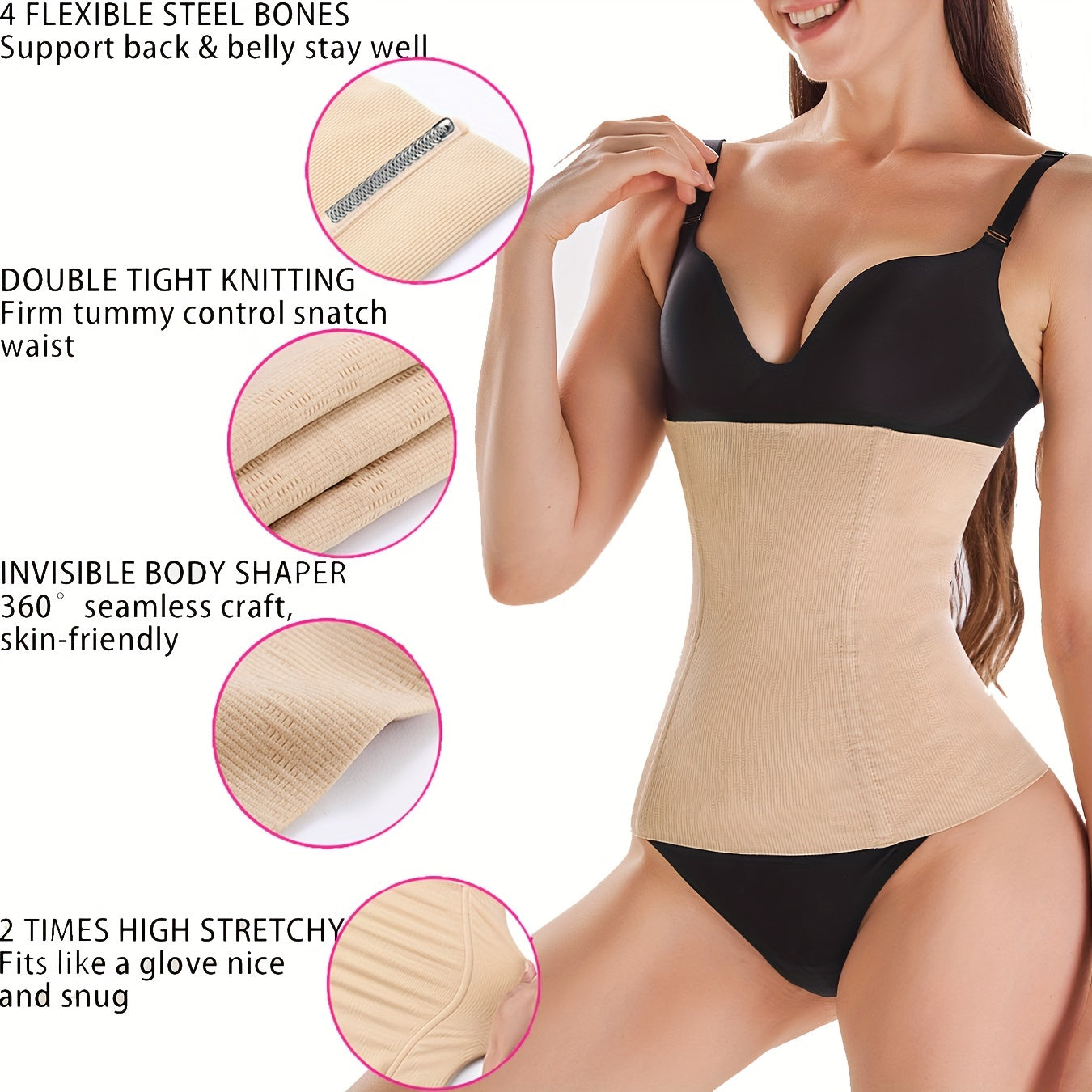 Seamless Steel Boned Women's Waist Trainer Tummy Control Slim Girdle Belt