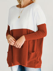 Colorblock Batwing Sleeve Knit Top