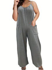 Solid Round Neck Wide Leg Jumpsuit