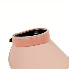 Solid Visor Hat Wide Brim Drawstring UV Protection Sun Hat
