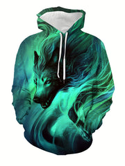 Wolf 3D Print Hoodie Men's Pullover Hooded Sweatshirt