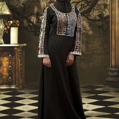 Geometric Print Abaya Maxi Dress