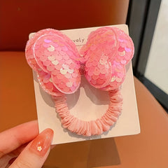 2pcs Sequin Bow Hair Ties Elastic Hair Rope