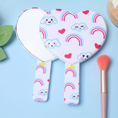 Rainbow Cloud Heart Pattern Hand Mirror Cosmetic Touch up Mirror