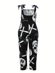 Plus Size Goth Jumpsuit Women's Skull Loose Fit Tank