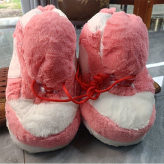 Women's Plush Sneakers Slippers Lace Up Keep Warm Slip On Shoes