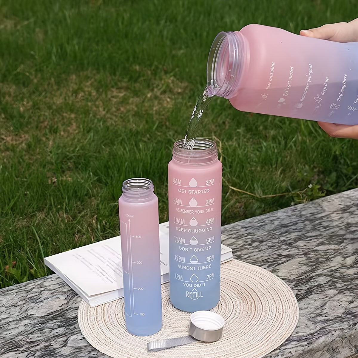 3pc Set Plastic Water Bottles High Temp Resistant Gradient Portable Outdoor