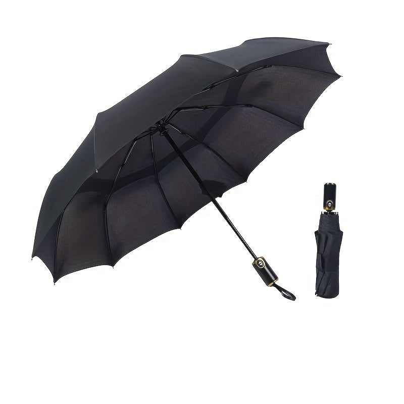 Double Layer Auto Umbrella 10 Ribs Leather Handle