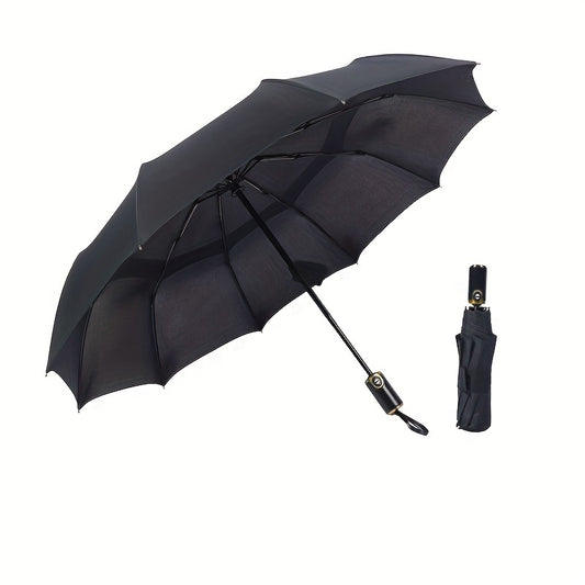 Double Layer Auto Umbrella 10 Ribs Leather Handle