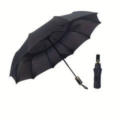 Double Layer Auto Umbrella 10 Ribs Leather Handle