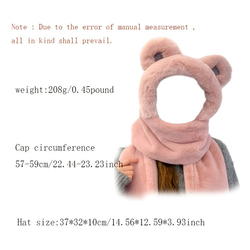 Bear Hat Gloves Scarf Hat Winter Warm Animal Theme Hat Women Girls