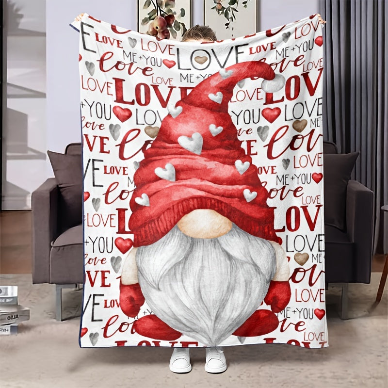 Red Love Gnome Warm Blanket Gift For Lover Family Birthday