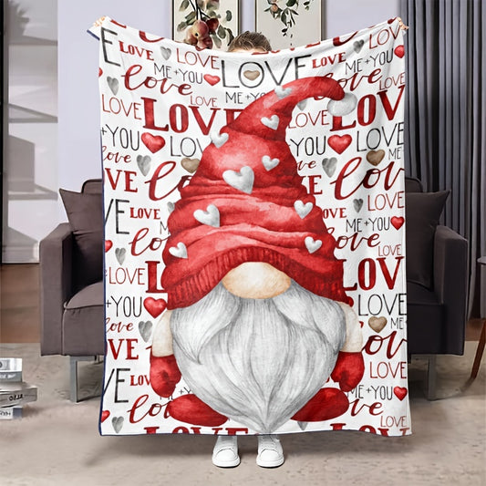 Red Love Gnome Warm Blanket Gift For Lover Family Birthday